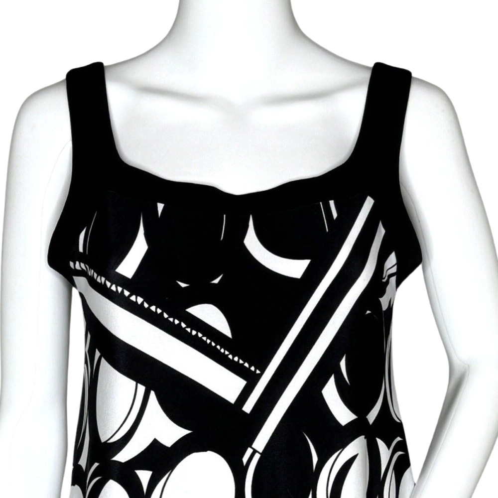 Joseph Ribkoff Shirt‎ Womens 6 Black White Geometric Blouse Retro Edgy Artsy - Picture 5 of 8